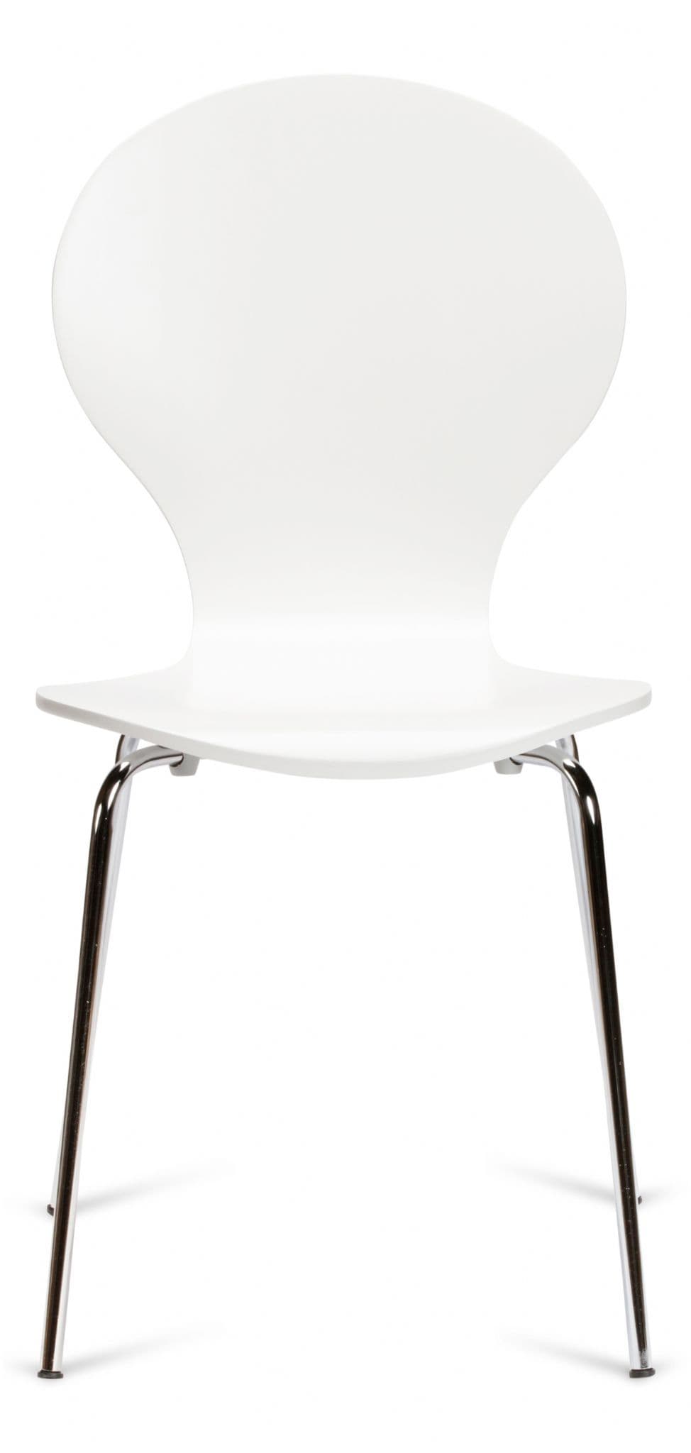 Kimberley White & Chrome Dining Chairs Front View