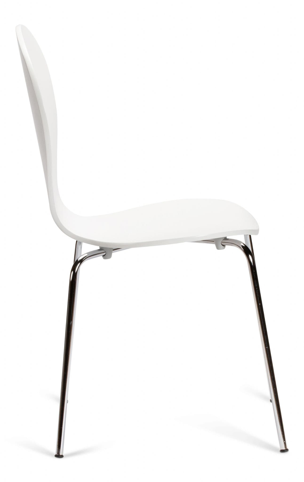 Kimberley White & Chrome Dining Chairs Side View