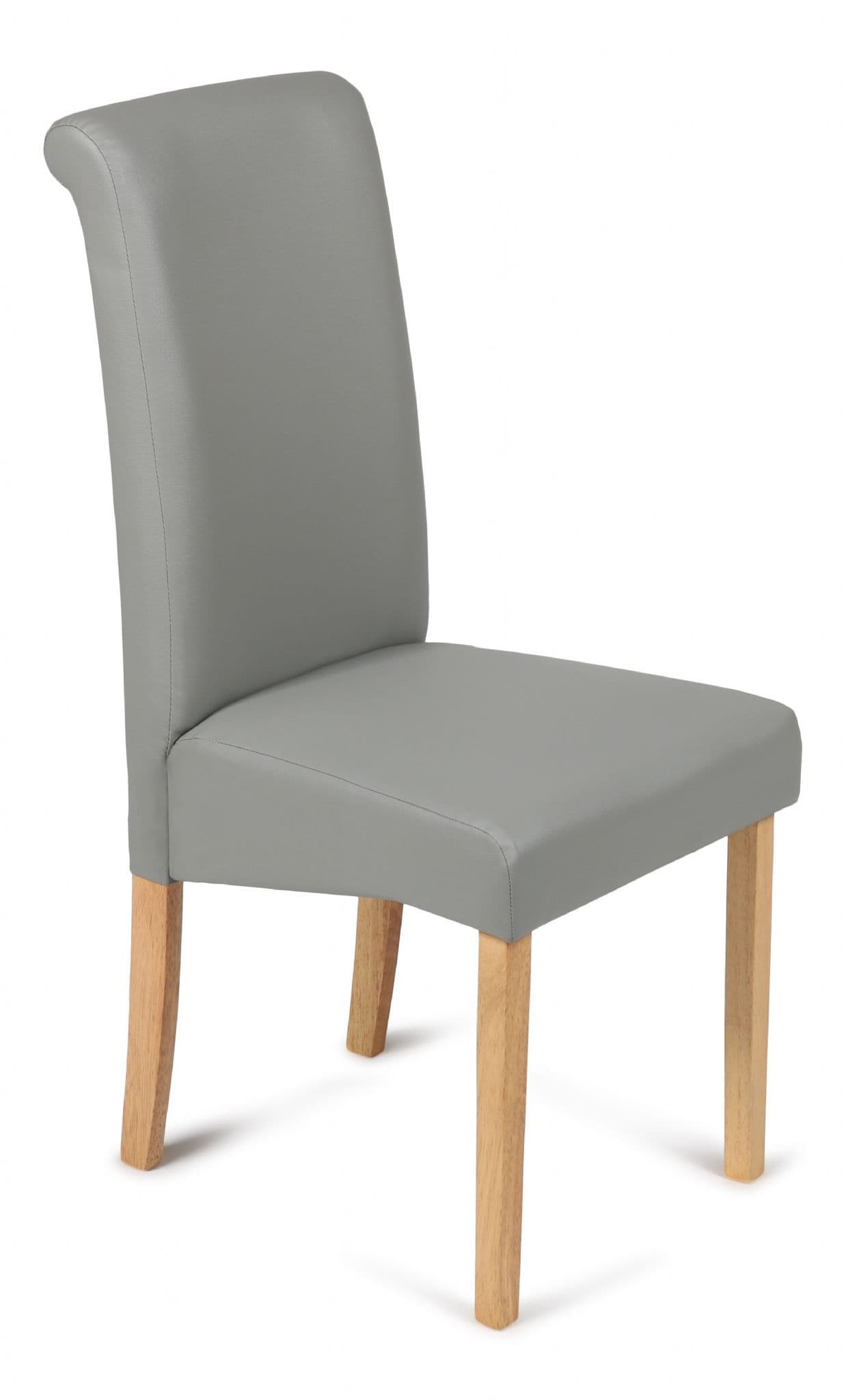 Matt Grey Roma Faux Leather Dining Chairs Front View