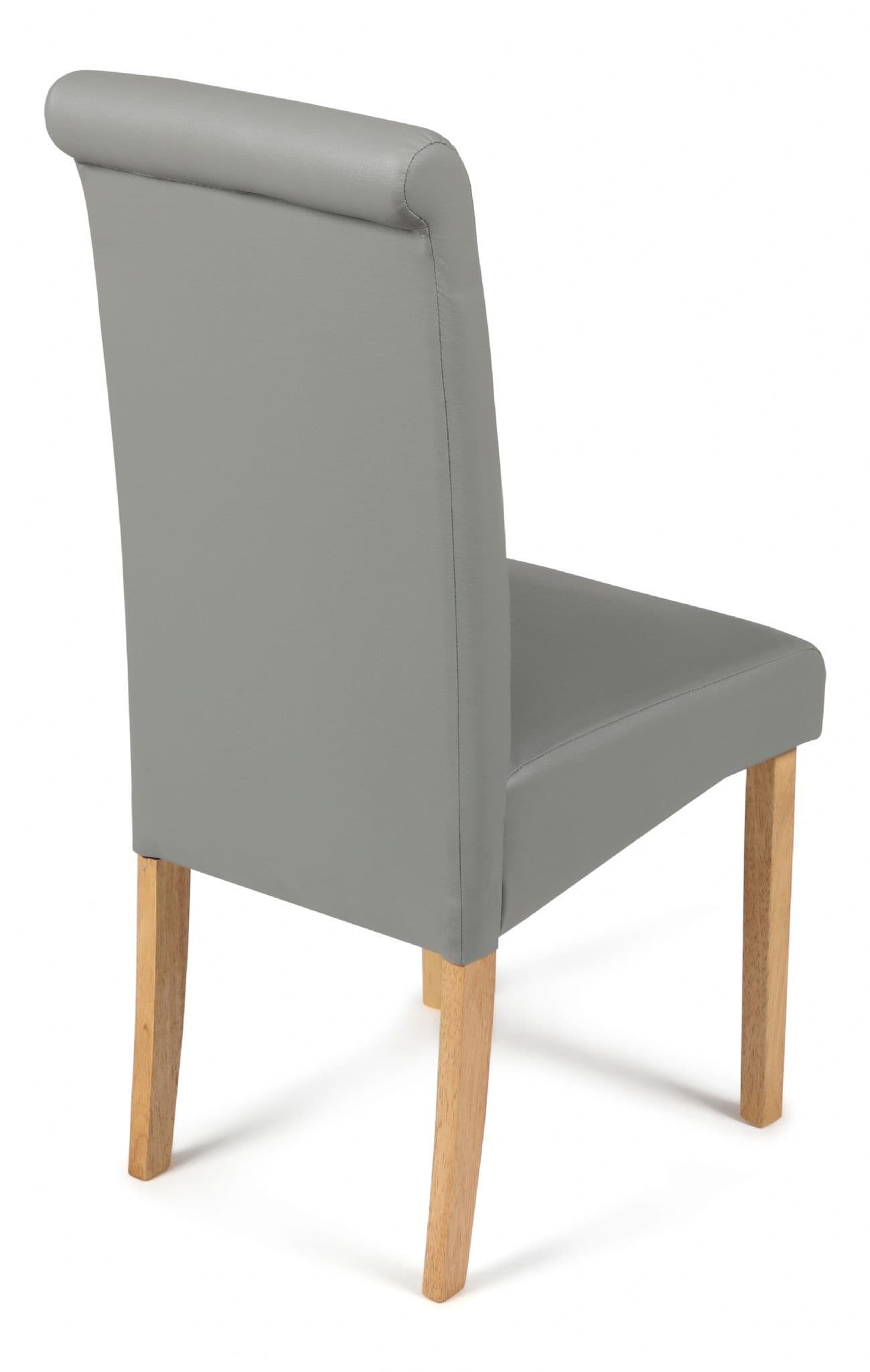 Roma Matt Grey Faux Leather Dining Chairs Rear View