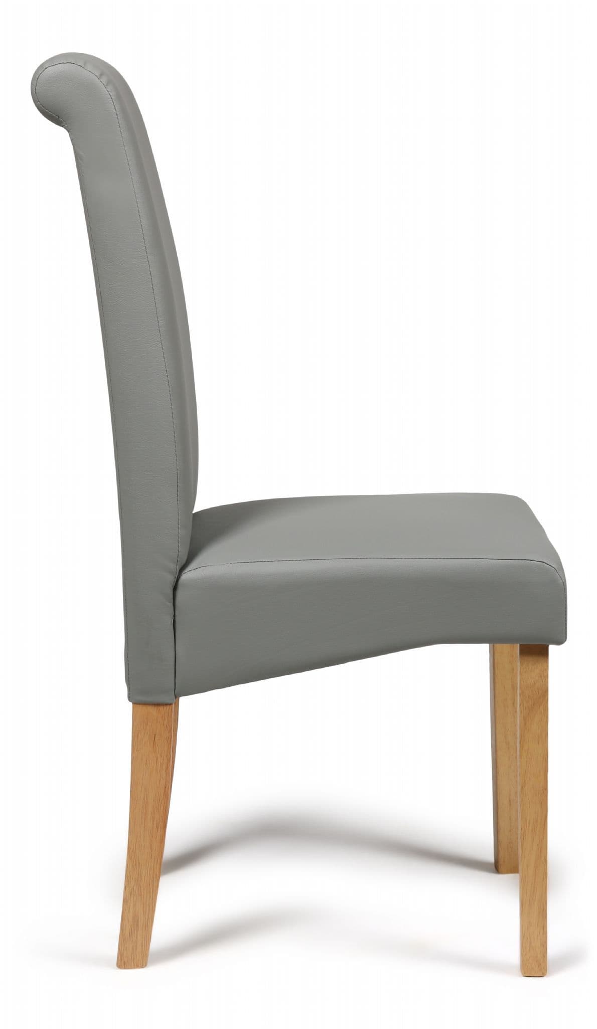 Roma Matt Grey Faux Leather Dining Chairs Side View