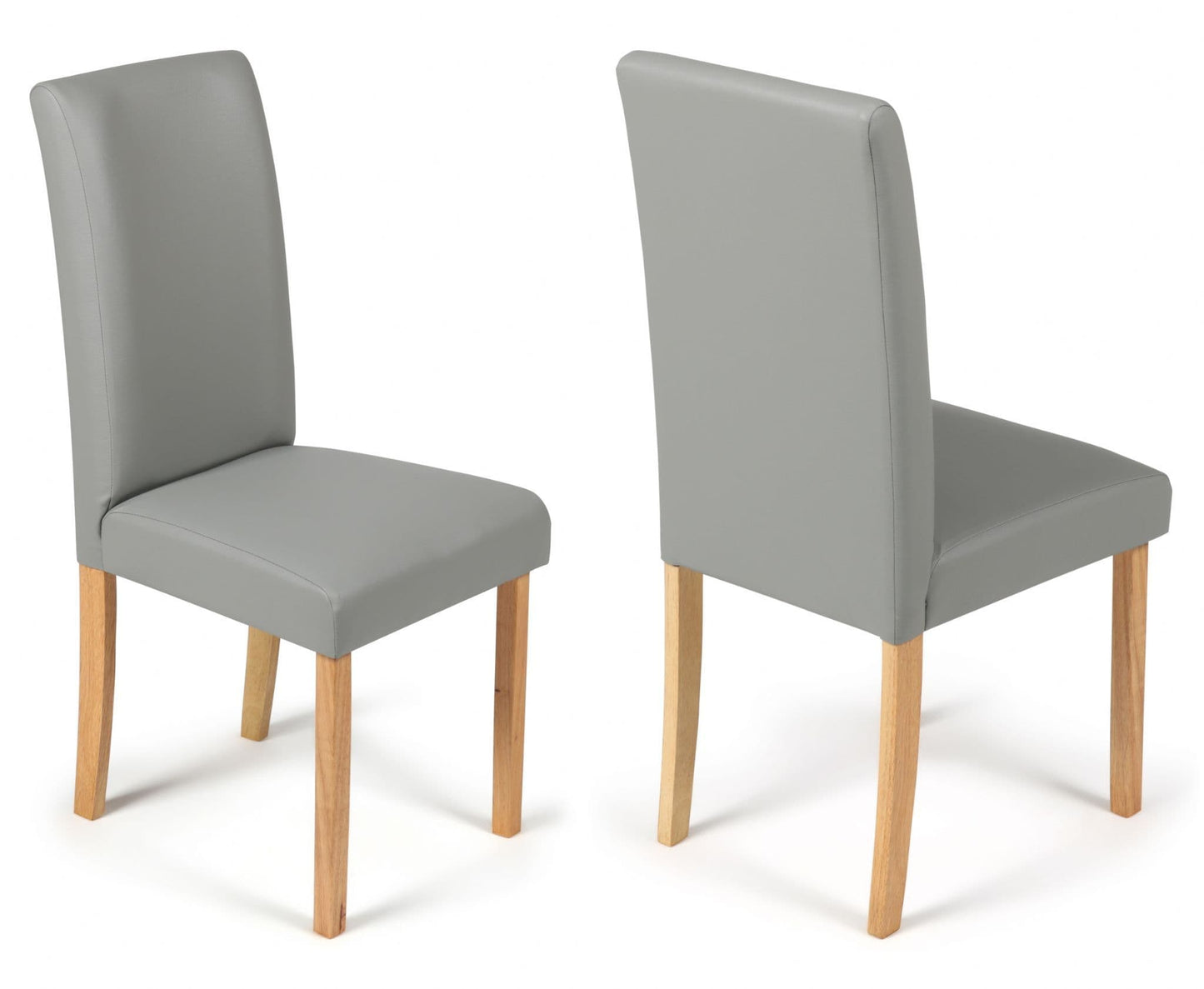 2 Matt Grey Torino Faux Leather Dining Chairs