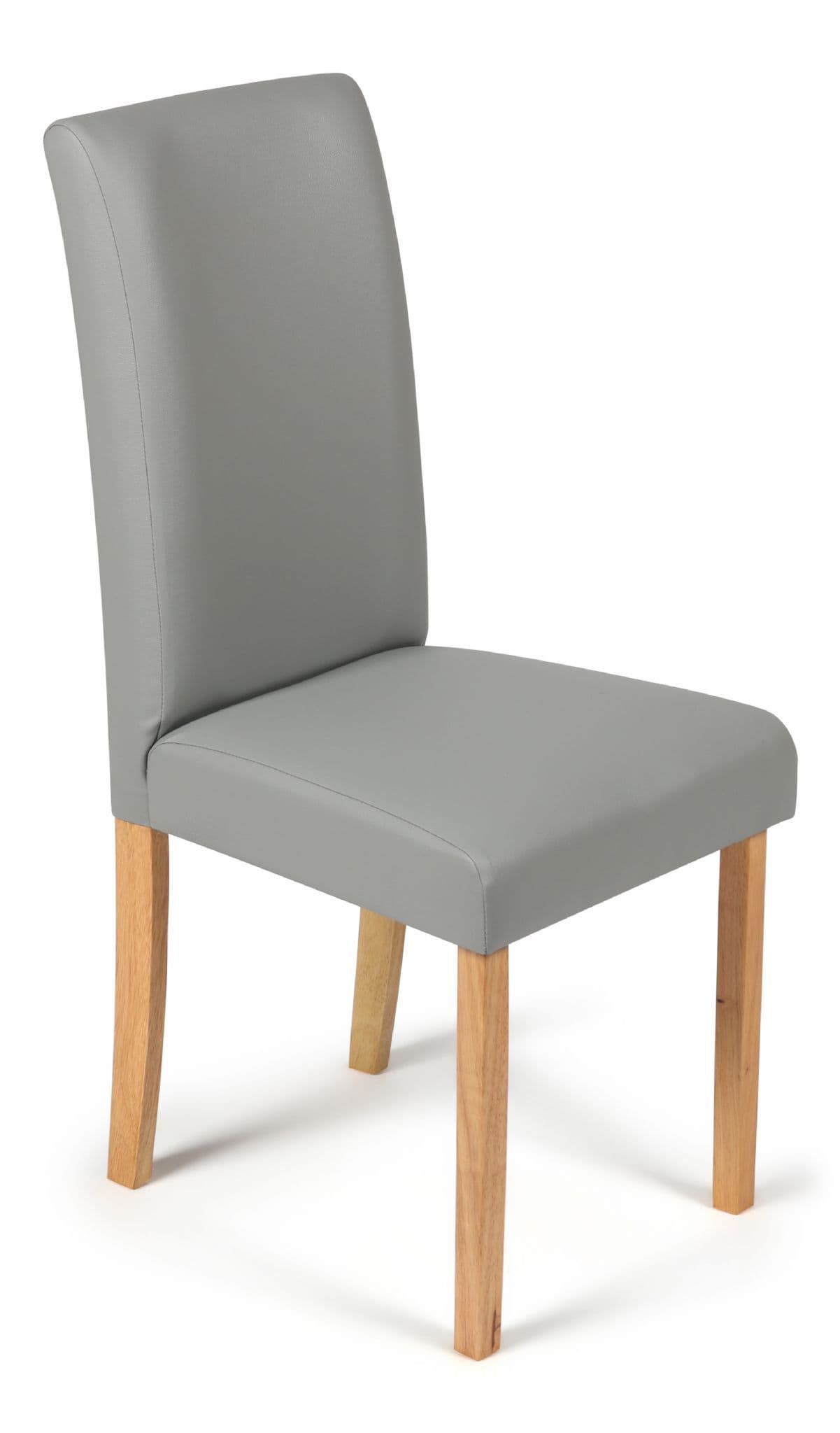 Matt Grey Torino Faux Leather Dining Chairs Front View