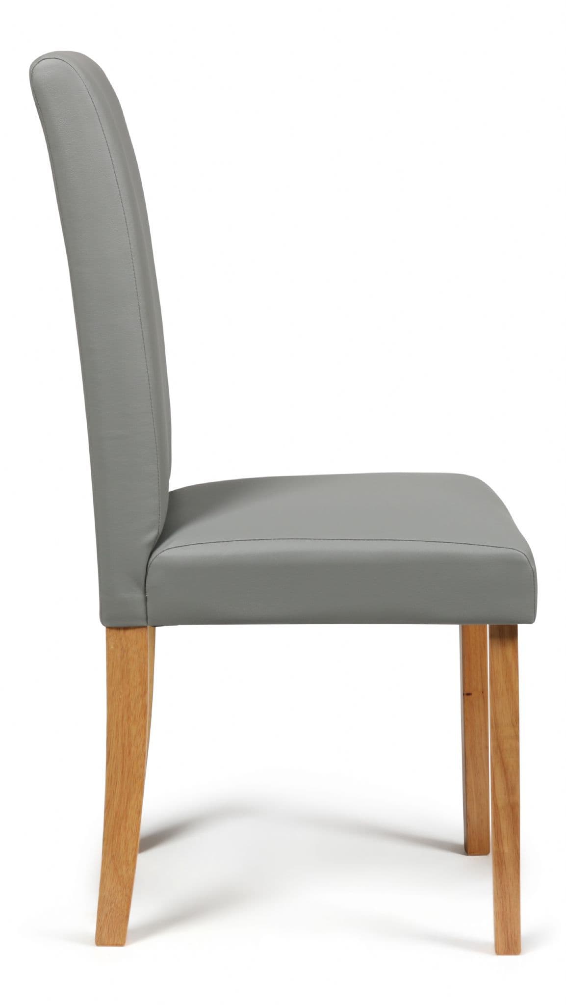 Matt Grey Torino Faux Leather Dining Chairs Side View